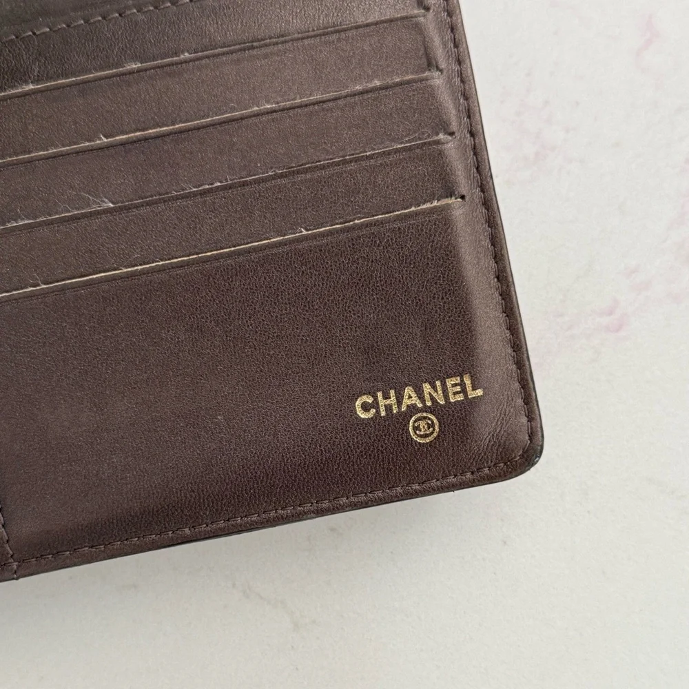 CHANEL Lambskin Embossed Camellia Large Gusset Flap Wallet w/Box, Card and Chain - Picture 8 of 16